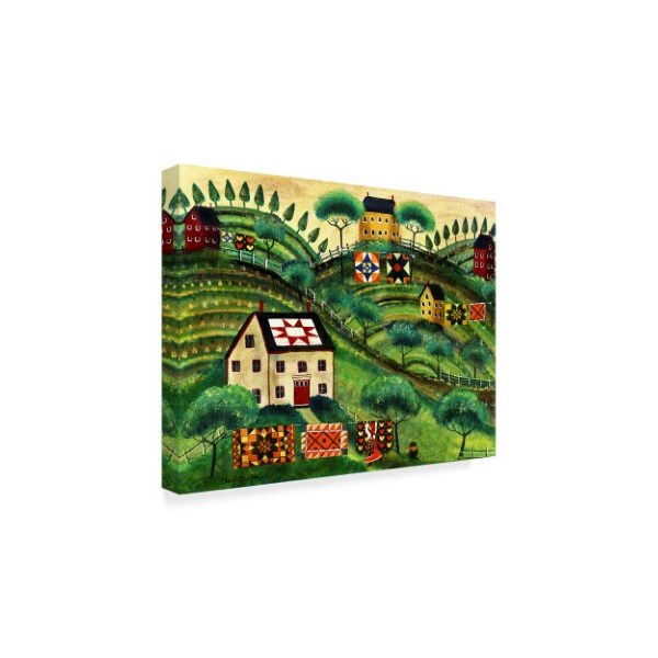 Cheryl Bartley 'Mamas Country Quilt Houses On Harvest Hills' Canvas Art,14x19